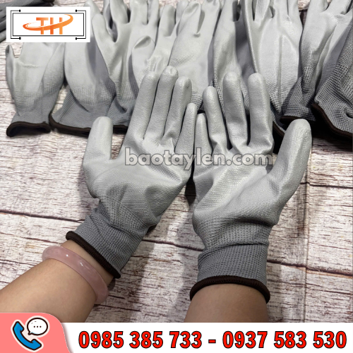 Găng tay phủ PU bàn tay xám hàng chuẩn tại Thu Hồng Găng tay phủ PU bàn tay xám hàng chuẩn tại Thu Hồng