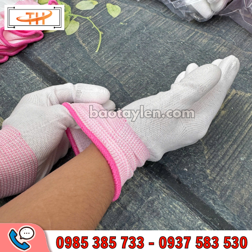 Găng tay phủ pu đầu ngón trắng có chun co giãn tốt, chống tuột khi đeo Găng tay phủ pu đầu ngón trắng có chun co giãn tốt, chống tuột khi đeo