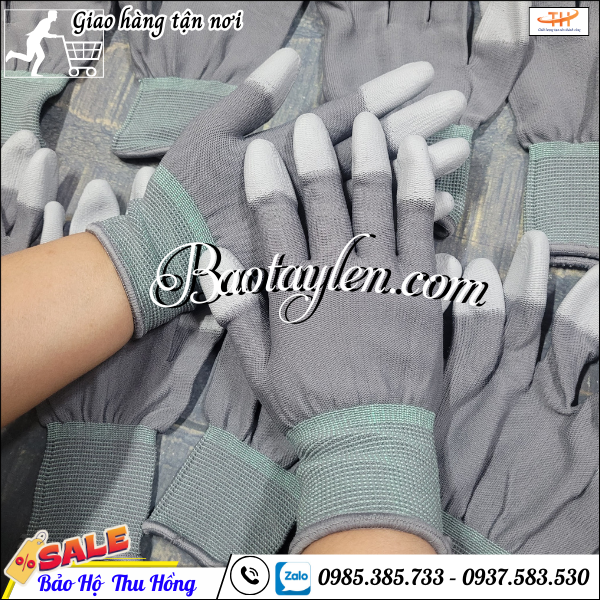 Găng tay bảo hộ phủ PU đầu ngón. Găng tay bảo hộ phủ PU đầu ngón.