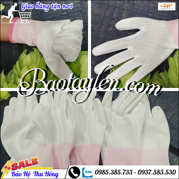 Găng tay phủ PU lòng bàn tay màu trắng. Găng tay phủ PU lòng bàn tay màu trắng.