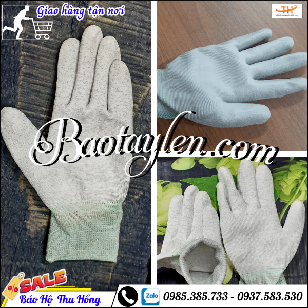 Găng tay phủ PU lòng bàn tay màu xám. Găng tay phủ PU lòng bàn tay màu xám.