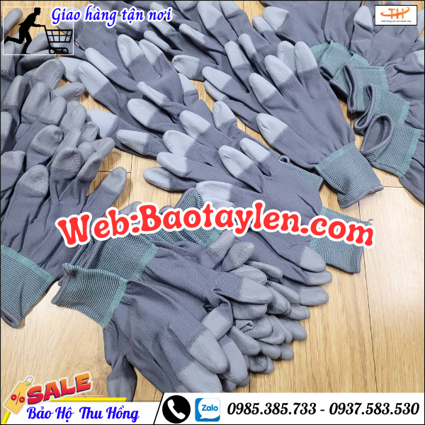 Bao  tay xám phủ PU ngón sẵn sỉ rẻ  Bao  tay xám phủ PU ngón sẵn sỉ rẻ
