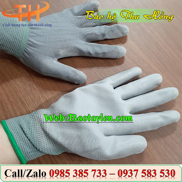 Địa điểm bán găng tay phủ PU lòng bàn tay màu xám