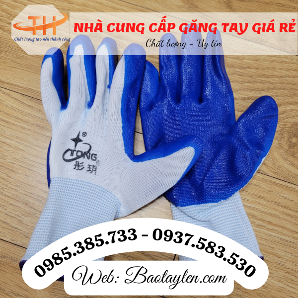 >>Găng tay phủ sơn xanh. >>Găng tay phủ sơn xanh.