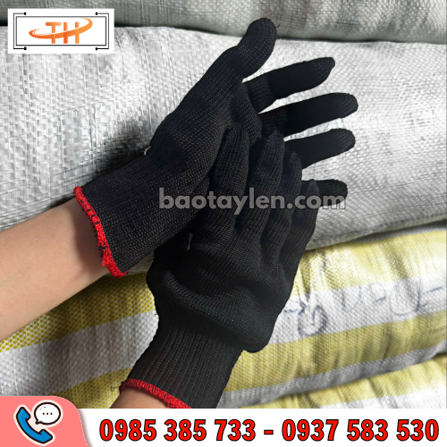 Găng tay poly đen 50gam co giãn tốt Găng tay poly đen 50gam co giãn tốt