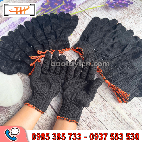 Găng tay sợi poly đen ôm tay những vẫn tạo cảm giác thông thoáng khi đeo Găng tay sợi poly đen ôm tay những vẫn tạo cảm giác thông thoáng khi đeo