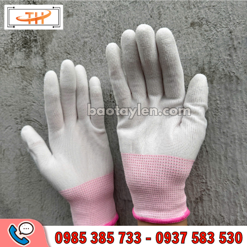 Găng tay phủ pu đầu ngón trắng Găng tay phủ pu đầu ngón trắng