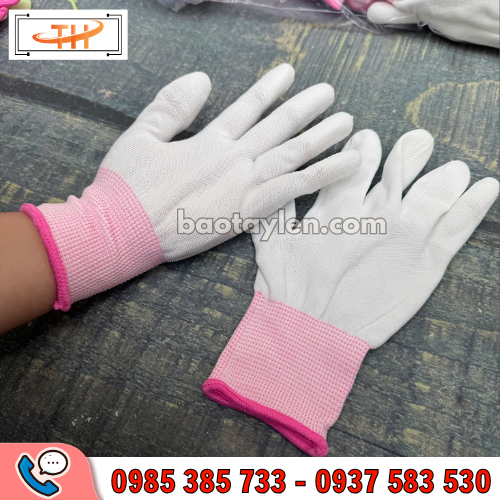Găng tay trắng phủ pu ngón size s Găng tay trắng phủ pu ngón size s
