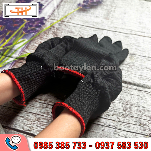 Găng tay poly đen 50gam co giãn tốt Găng tay poly đen 50gam co giãn tốt