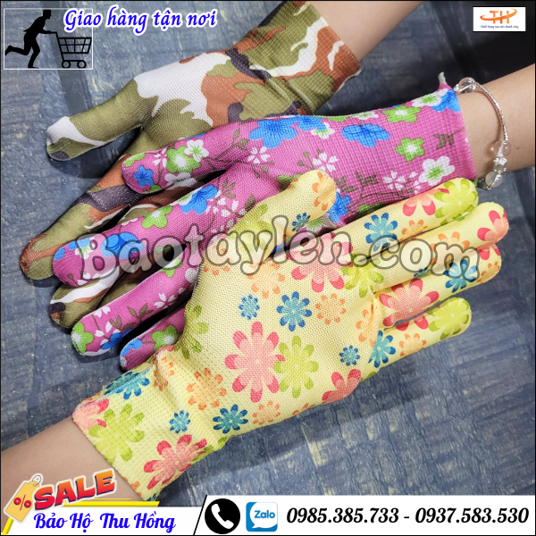 Bao tay lao động vải mỏng in hoa giá rẻ. Bao tay lao động vải mỏng in hoa giá rẻ.