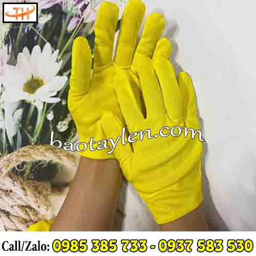 Găng tay vải thun cotton màu vàng Găng tay vải thun cotton màu vàng