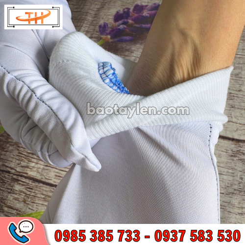 Găng tay thun trắng có bo cổ tay với độ co giãn cực tốt Găng tay thun trắng có bo cổ tay với độ co giãn cực tốt
