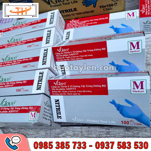 Găng tay Nitrile xanh không bột VGlove hàng chuẩn chính hãng tại Thu Hồng Găng tay Nitrile xanh không bột VGlove hàng chuẩn chính hãng tại Thu Hồng