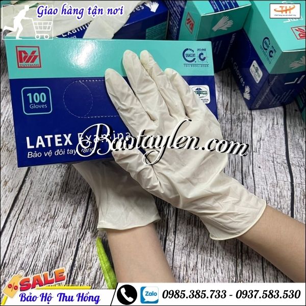 Bao tay y tế latex có bột chưa tiệt trùng. Bao tay y tế latex có bột chưa tiệt trùng.