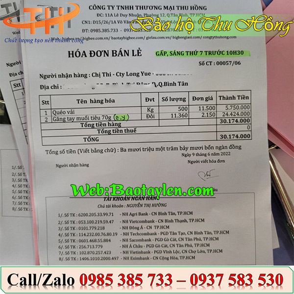 >>Hóa đơn bán hàng bao tay giá sỉ. >>Hóa đơn bán hàng bao tay giá sỉ.