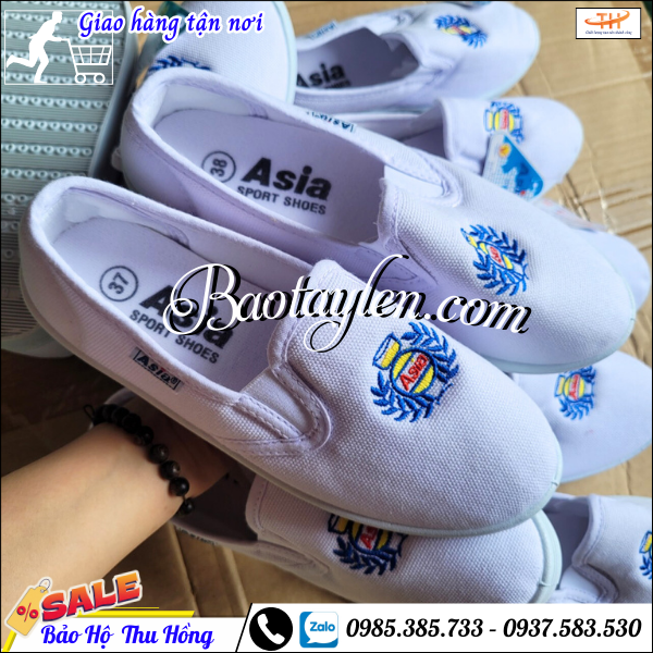 Giày vải asia trắng không dây - giày lười asia. Giày vải asia trắng không dây - giày lười asia.
