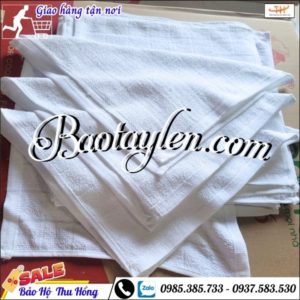 Khăn cotton trắng ô vuông loại 1. Khăn cotton trắng ô vuông loại 1.