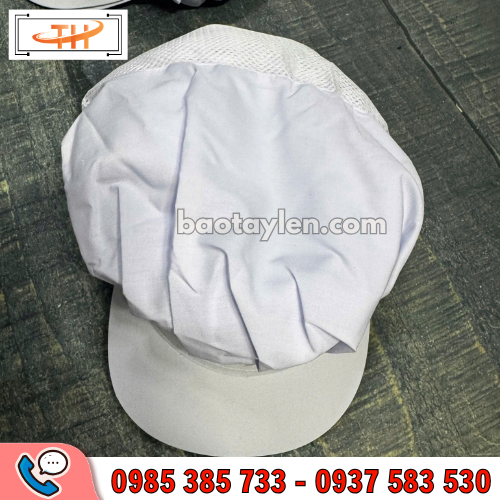 Mũ trùm tóc vải phối lưới màu trắng sạch sẽ Mũ trùm tóc vải phối lưới màu trắng sạch sẽ
