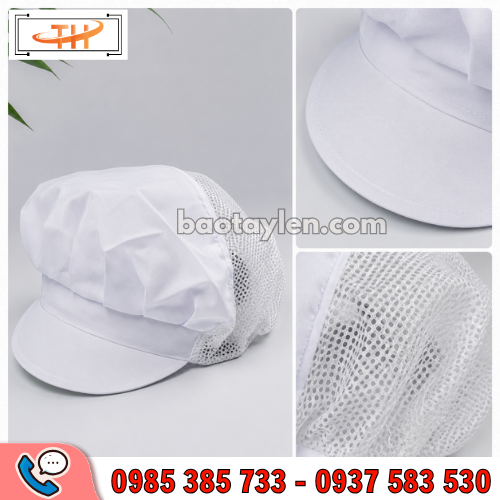 Mũ trùm tóc vải phối lưới cận chi tiết Mũ trùm tóc vải phối lưới cận chi tiết