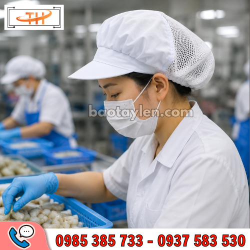 Mũ trùm tóc vải phối lưới bảo hộ lao động Mũ trùm tóc vải phối lưới bảo hộ lao động