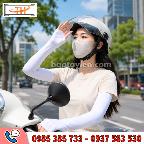 Ống tay chống nắng đi xe màu trắng Ống tay chống nắng đi xe màu trắng