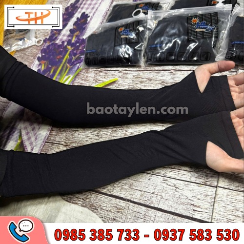 Ống tay chống nắng màu đen mềm mịn Ống tay chống nắng màu đen mềm mịn