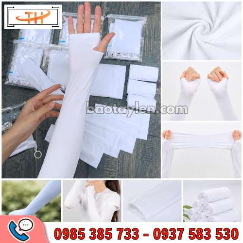 Ống tay chống nắng co giãn màu trắng Ống tay chống nắng co giãn màu trắng
