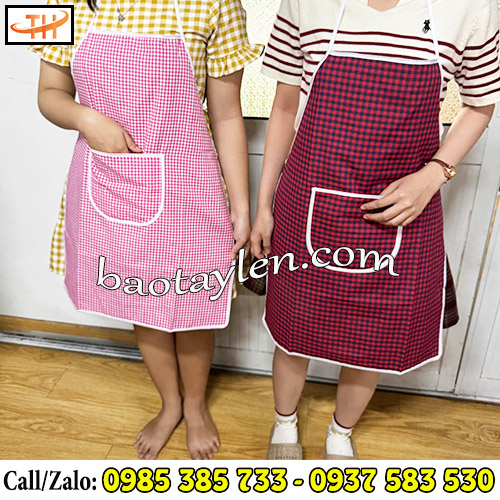 Tạp dề phục vụ 2 lớp ngắn màu caro trẻ trung Tạp dề phục vụ 2 lớp ngắn màu caro trẻ trung