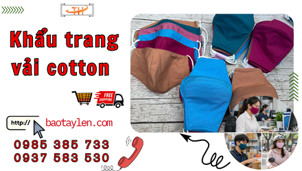 Khẩu trang vải cotton màu trơn mềm mại