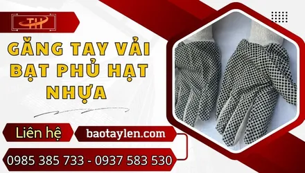 Găng tay vải bạt phủ hạt nhựa chống trơn trượt