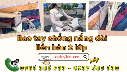 Sỉ bao tay chống nắng dài liền bàn 2 lớp hàng có sẵn