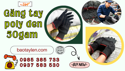 Kho găng tay poly đen 50gam giá tốt giao hàng nhanh