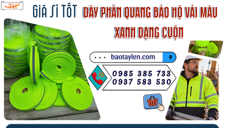 Dây phản quang bảo hộ vải màu xanh dạng cuộn giá sỉ tại TPHCM