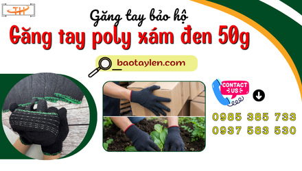 Kho sỉ găng tay poly xám đen 50g số lượng lớn rẻ