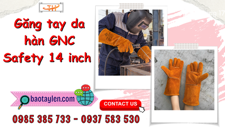 Mua găng tay da hàn 14 inch loại nào? tham khảo GNC Safety màu vàng