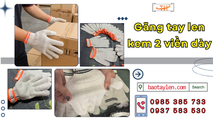 Găng tay len bảo hộ lao động 2 viền dày bền giá tốt