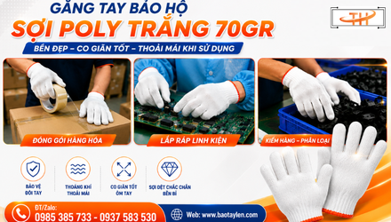Mua găng tay bảo hộ sợi poly trắng 70gr giá sỉ
