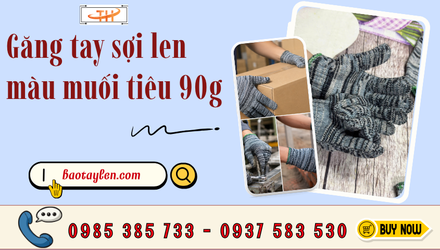 Găng tay sợi len màu muối tiêu 90g giá sỉ tại TP.HCM