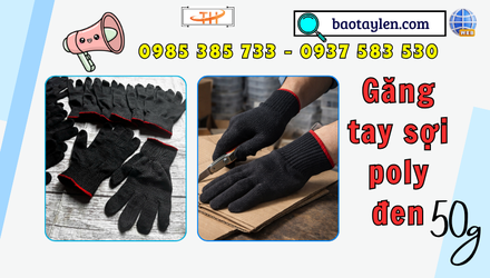 Lấy sỉ găng tay sợi poly đen 50g hàng sẵn giao nhanh