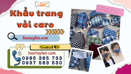 Bán khẩu trang vải caro số lượng lớn