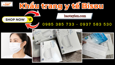 Khẩu trang y tế Bisou 4 lớp mềm mịn dễ thở giá sỉ rẻ