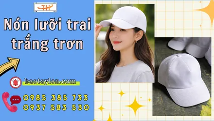 Nguồn sỉ nón lưỡi trai trắng trơn hàng có sẵn