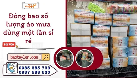 Đóng bao số lượng áo mưa dùng một lần giao sỉ