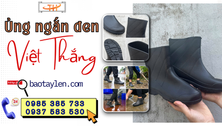 Ủng ngắn đen Việt Thắng chất dày êm chân sỉ rẻ cạnh tranh
