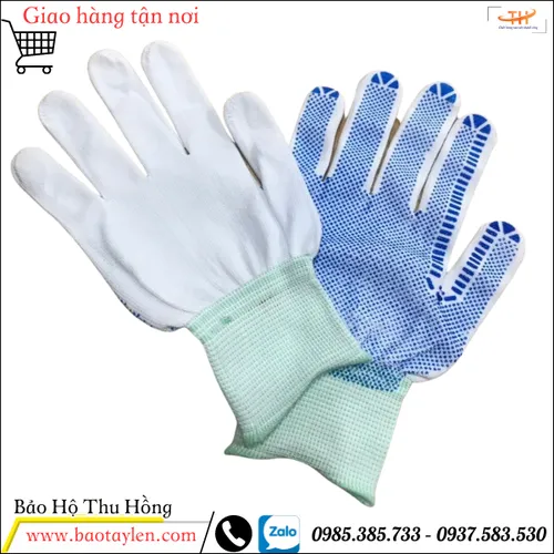 Bao tay vải thun mỏng phủ hạt nhựa