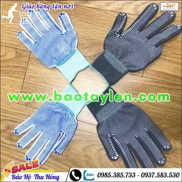 Bao tay vải thun mỏng phủ hạt nhựa