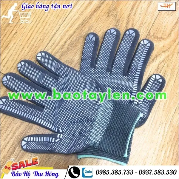 Bao tay vải thun mỏng phủ hạt nhựa