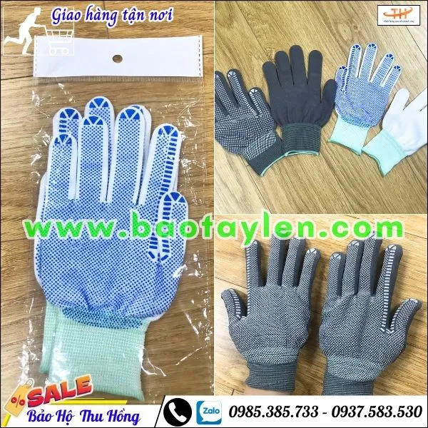 Bao tay vải thun mỏng phủ hạt nhựa