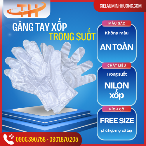 bao tay nilon trong suốt PE dùng 1 lần bao tay nilon trong suốt PE dùng 1 lần