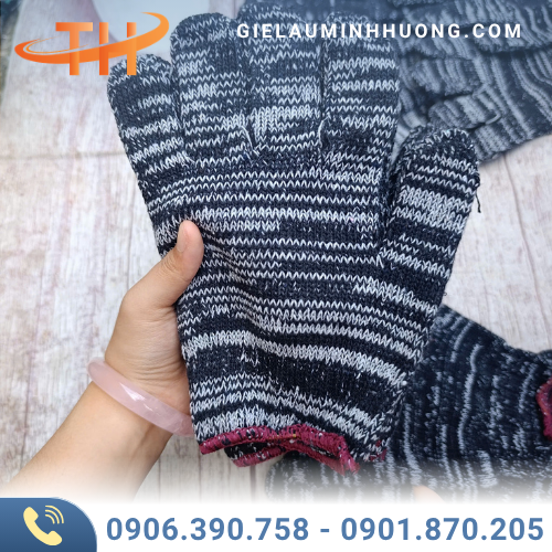 găng tay muối tiêu viền nâu 90g găng tay muối tiêu viền nâu 90g